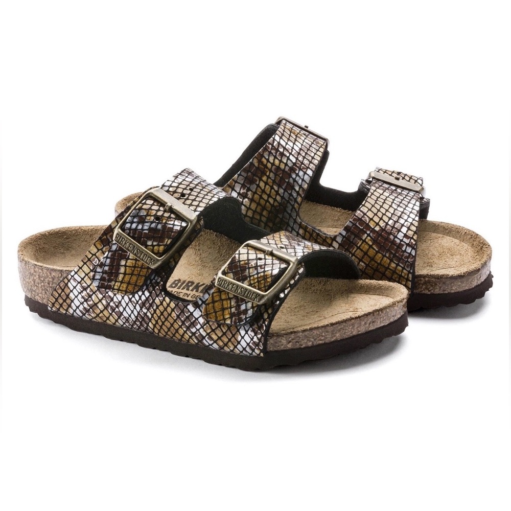 Birkenstock Arizona Gizeh Shiny Snake Animal Print Python Sandals